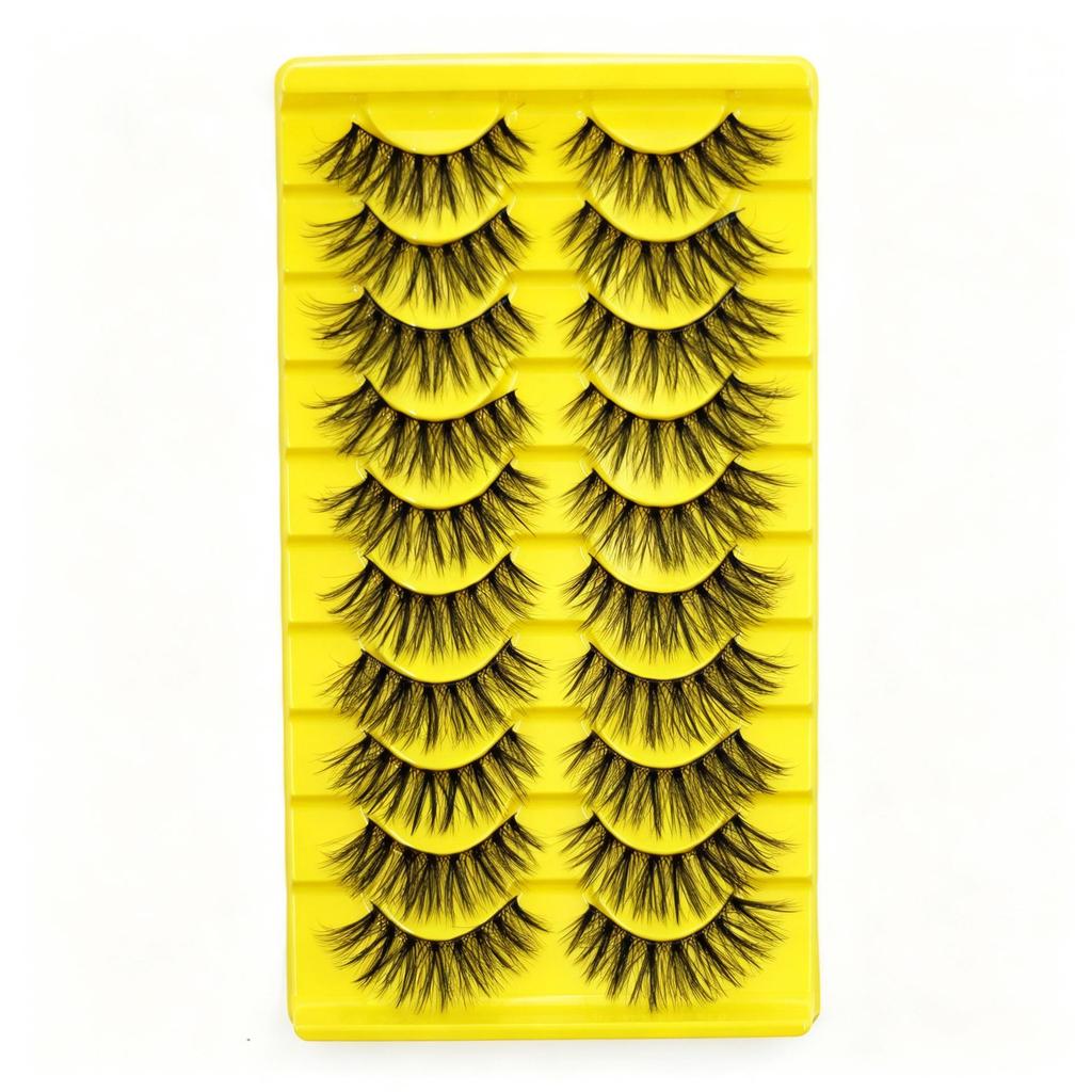 European Natural 3D False Eyelashes with Curled Stiff Stem - Dense, One-Piece Whole Strip