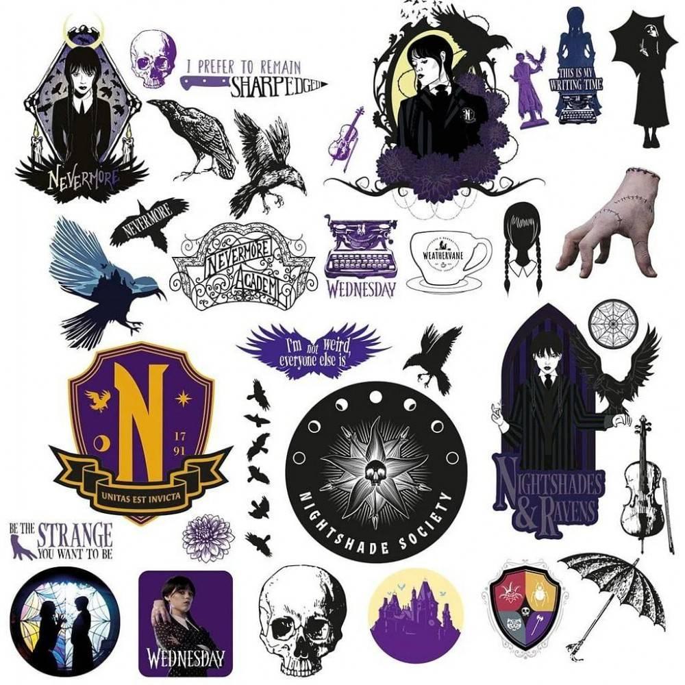 Wednesday Nightshade Tech Stickers Set (Pack of 33)