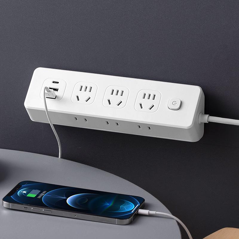 USB Power Strip with Multi-Outlet Extension Cord for Office and Dorm Use
