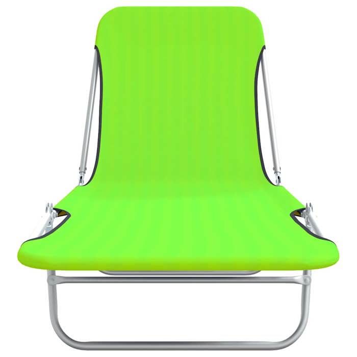 VidaXL Chaises longues pliables 2 pcs Acier et tissu Vert