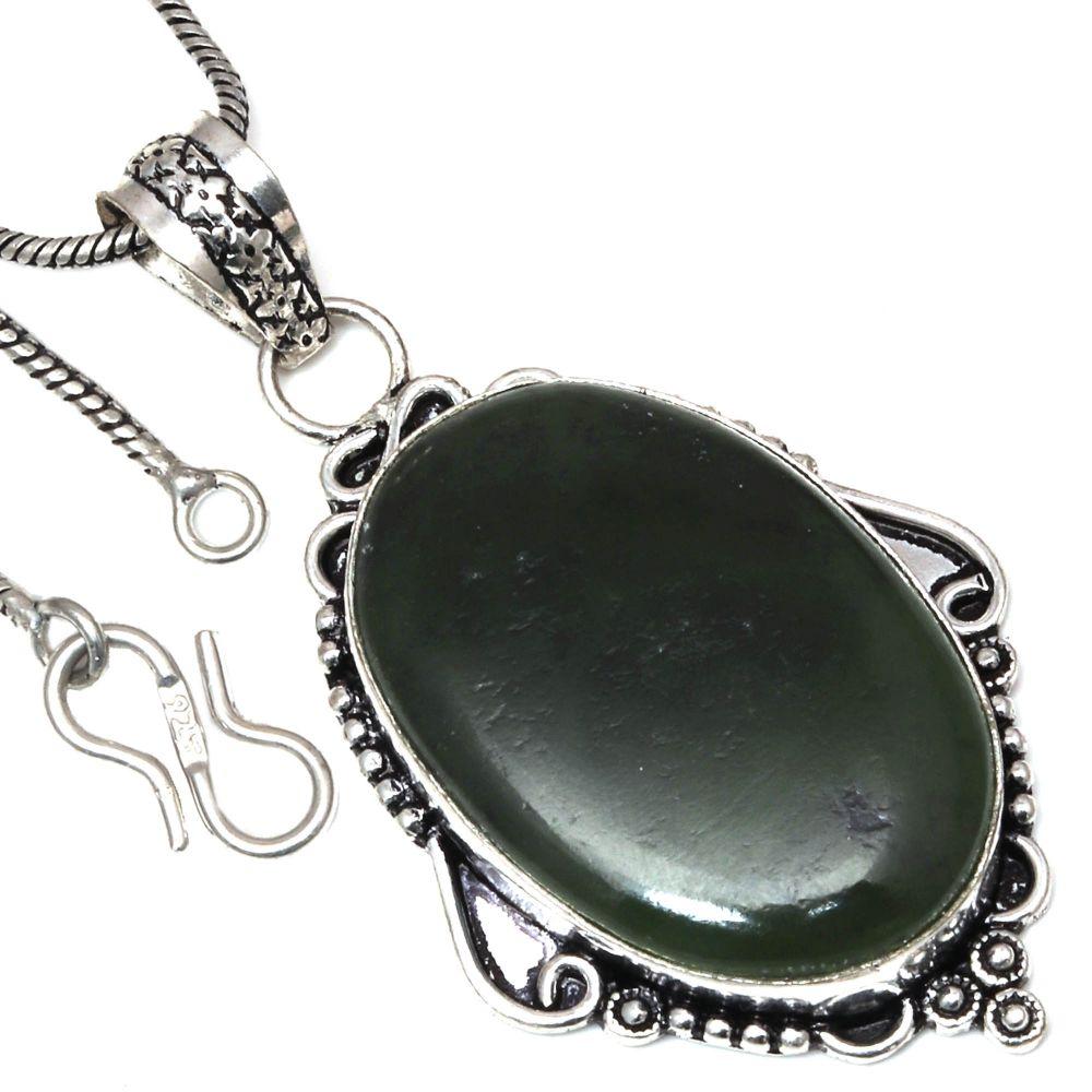 

Necklace Vassolite Gemstone Handmade Antique Silver Jewelry 2.25