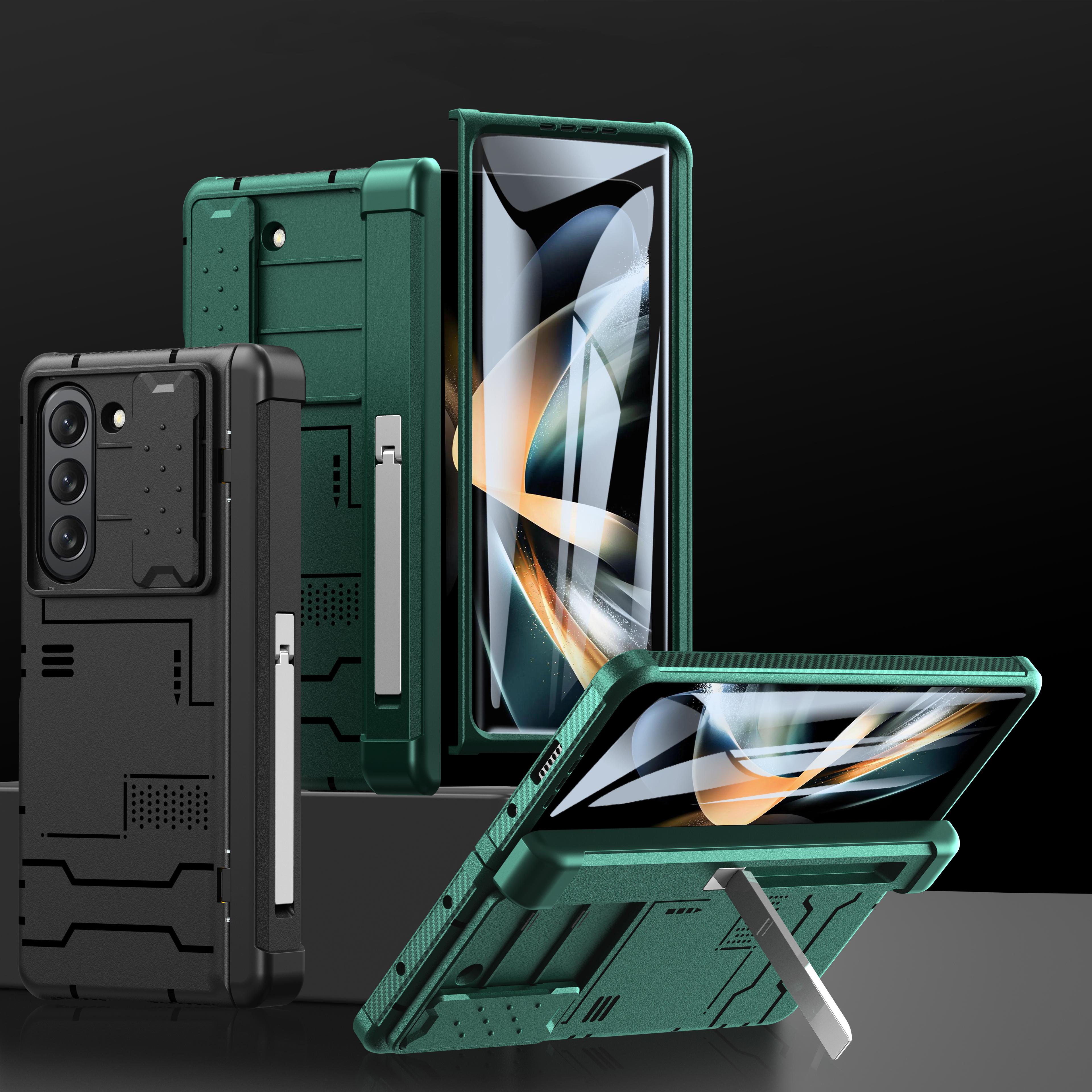 

Для Samsung Galaxy Z Fold 5 чехол противоударный бронированный складной шарнирный кронштейн с закаленной пленкой прочный жесткий чехол аксессуары for Galaxy Z Fold 5&case only(no pen)