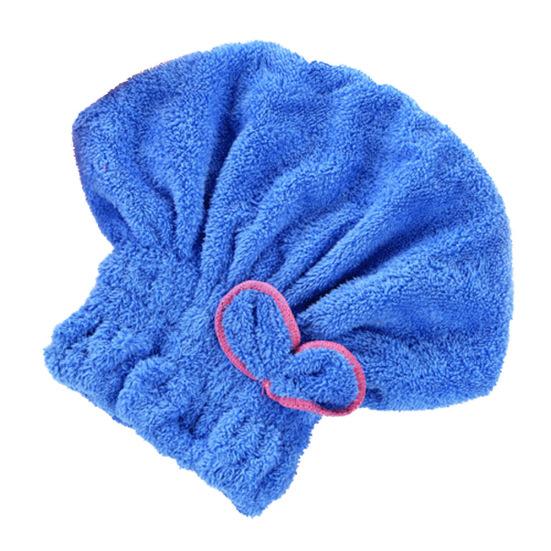 

Bowknot Water Absorbent Quick Hair Drying Cap Bathing Hat Tool Drying Head Towel синий