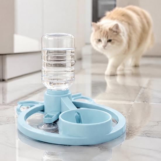 Travel Water Bowl for Cats Automatic Cat Dispenser, Bottle Adapter Pet Dispenser with Suction Cups, Durable ABS Feeder Non-Slip Portable