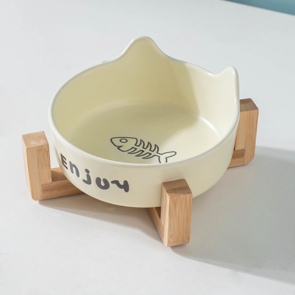 Cute Cat High Foot Bowl Prevent Tipping Dog Food Feeding Basin Pet Bowl  Neck Protection