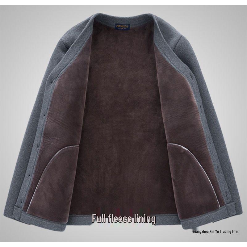 Men's Fleece-Lined Warm Winter Cardigan Jacket for Middle-Aged & Elderly