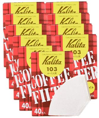 Kávový papírový filtr Kalita Lichoběžník pro lidi 103 filtračních papírů 400 listů x v krabici Bílý Stylový kemping Venkovní kavárna Starožitný svatební dárek