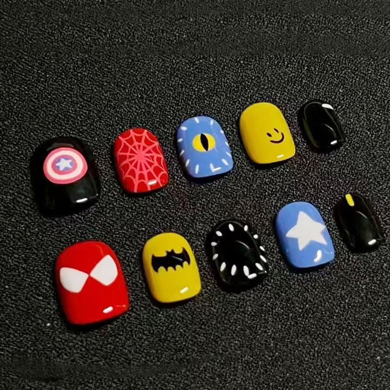 30Pcs Cute Cartoon Short Bean Shaped Press On Nails Autumn Winter Niche Design Fake Nails Gift For Girls And Friends