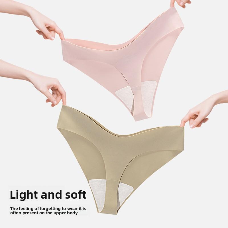 Plus Size Women's Sexy Pure Cotton Antibacterial Crotch Ice Silk One Piece Non Mark Low Waist Thong Underwear