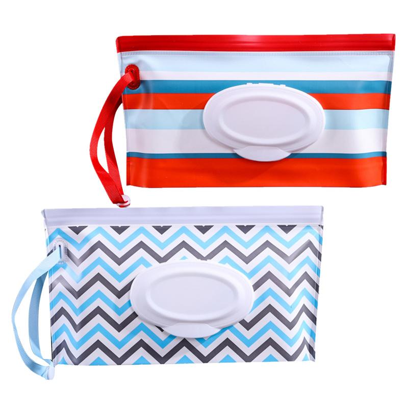 2PC EVA Portable Snap-Strap Tissue Box Wet Wipes Bag Flip Cover Cosmetic Pouch Outdoor Useful Baby Stroller Accessories