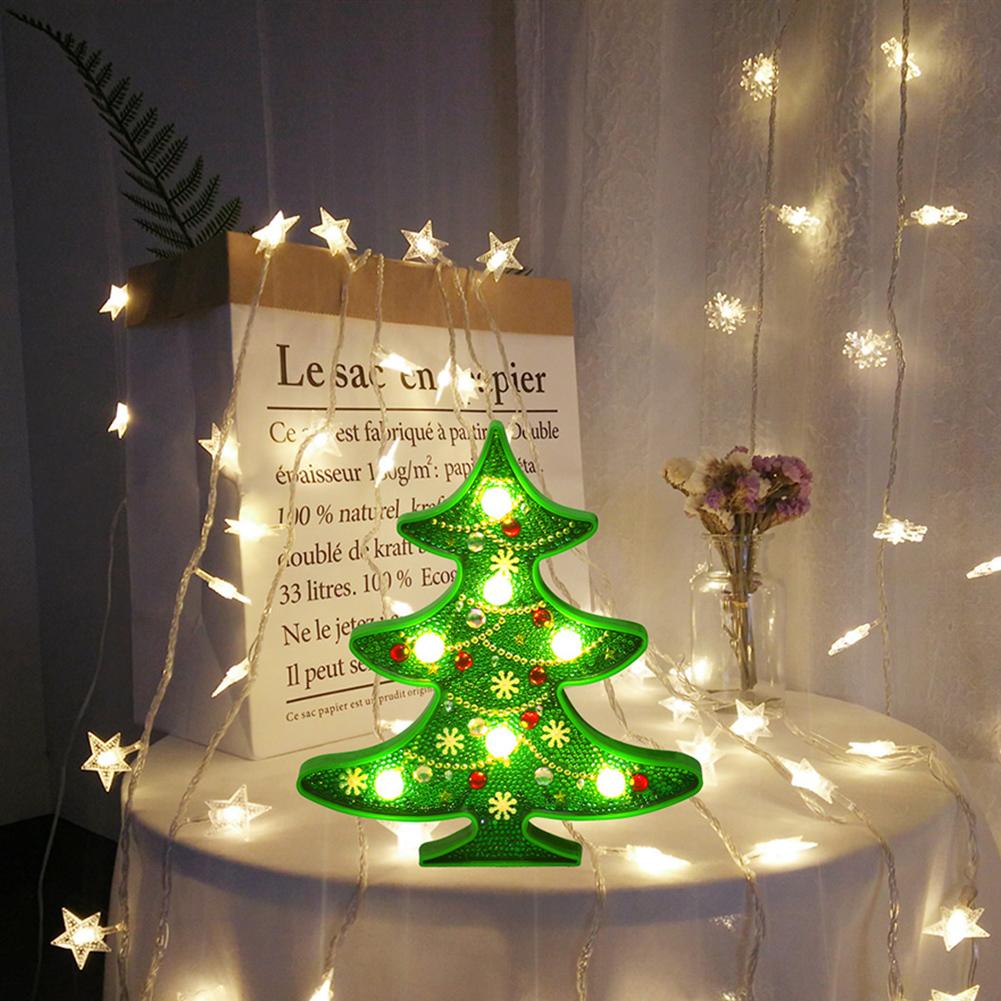 DIY Diamond Painting LED Night Light Christmas Snowman Table Lamp 25x14cm
