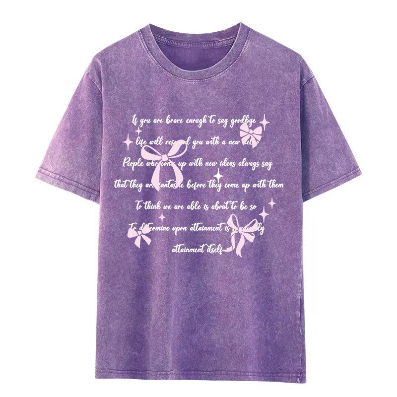 

Women s Vintage Washed Distressed Oversized Short Sleeve T-Shirt for Spring/Summer L фіолетовий