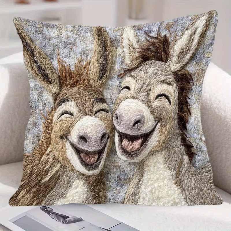 Niedlicher Kissenbezug mit Tierdruck: 2D-Flachdruck, keine echte Stickerei, Nachtsofa Nachtsofa-Kissen