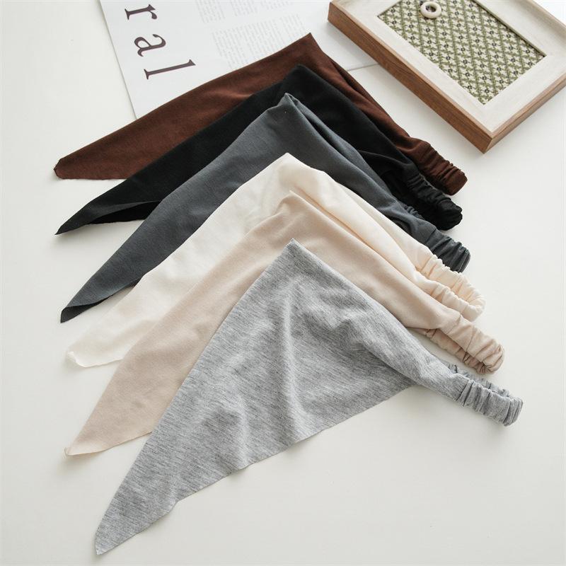 New Fashion Bohemian Solid Color Hair Scrafs Turban Headband Sweet Cotton Headscarf Triangle Bandanas For Women Hair Accessories