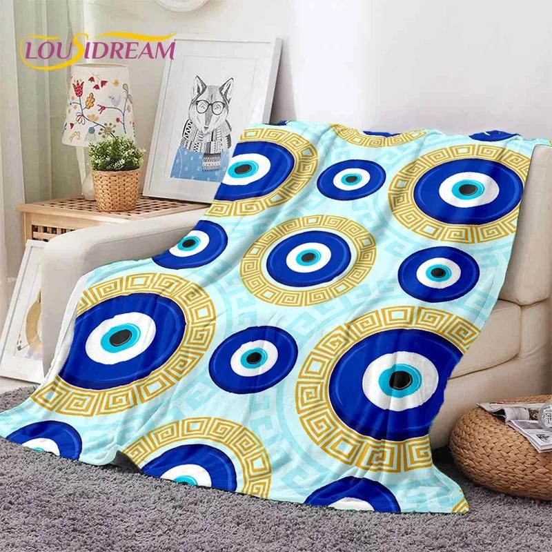 3D Evil Eye Turkey Blue Nazar Eye of Horus Cobertores de flanela macia, cobertor confortável para camas de piquenique, sofá, quarto