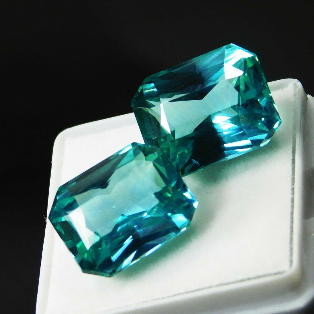 20.10 Ct Natural Grandidierite Loose Gemstone CERTIFIED Green Emerald Cut Pair A-72111h0