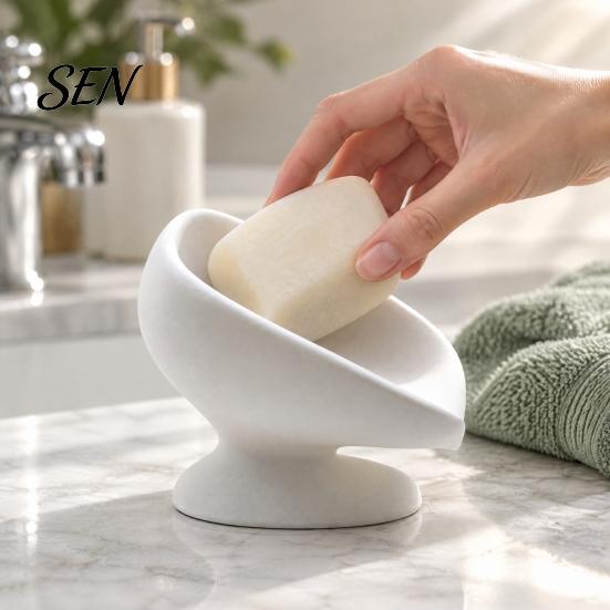 Eco Friendly Soap Holder 3D Printed Dish, Self Draining Bar for Bathroom Home Organization Gift Sink Countertop, Modern Raised Tray Kitchen and Shower