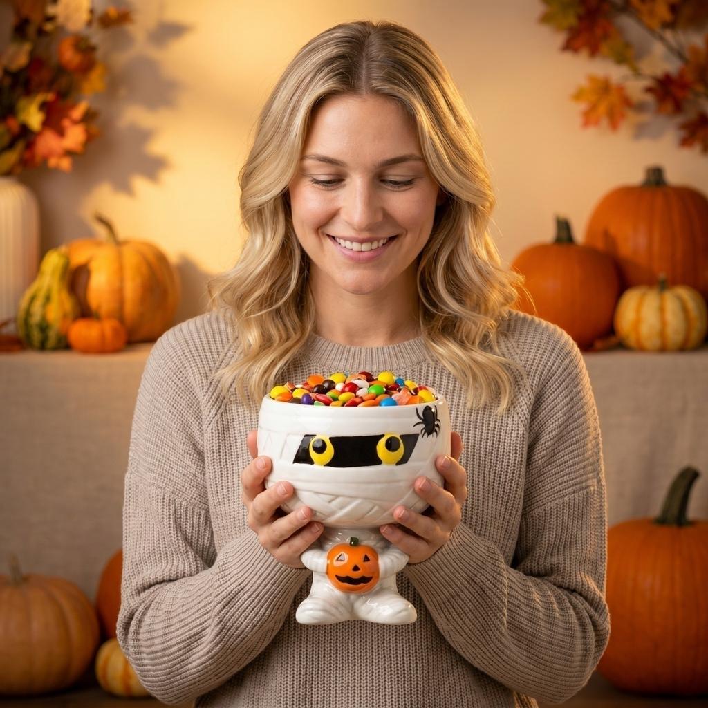 Halloween Decorative Candy Bowl for Holiday Treats and Party Snacks