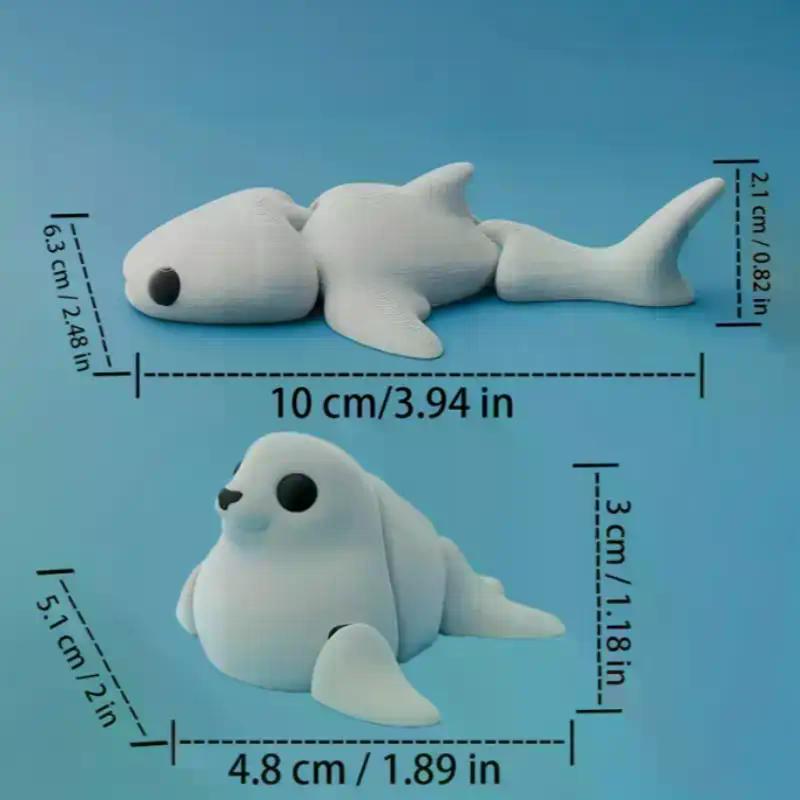 3D Printed Small Animal Joint Flexible Simulation Shark, Killer Whale Ornament Home Decoration Perfect Gift For Friends Family