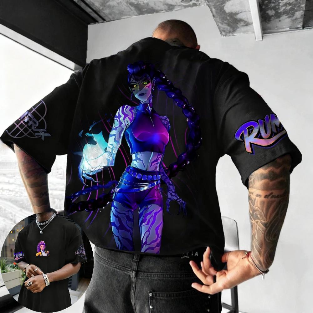 Lead Singer of HUNTRX Rumi KPop Demon Hunter Officially Authorizes Netflix Anime Movie 2026 Summer Mens Luxury Cotton Tshirt S