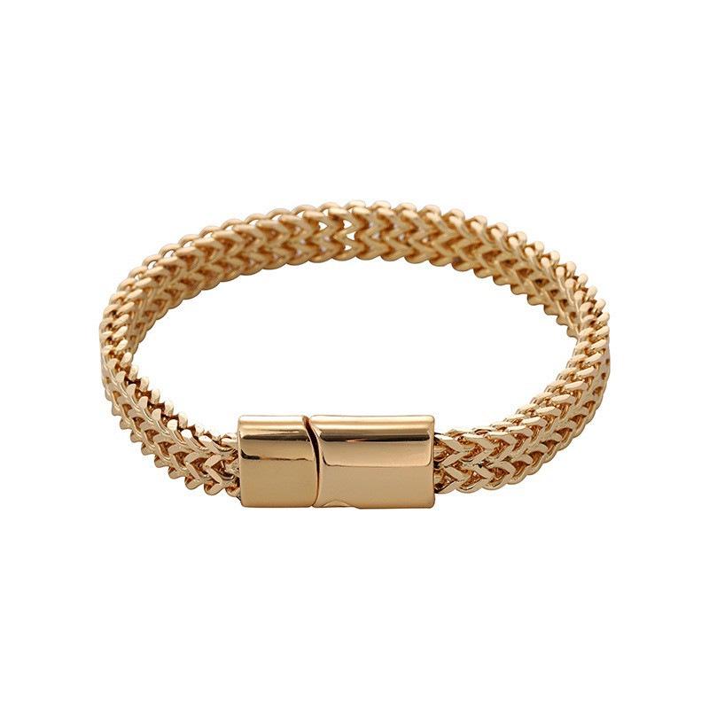 Men’s Stainless Steel Double Row Woven Dragon Bone Magnetic Bracelet