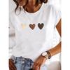 (European Size) Watercolor Women Tee Top Clothing Love Heart Lovely Casual Short Sleeve Fashion Print Lady Tshirt Female Graphic T-shirts
