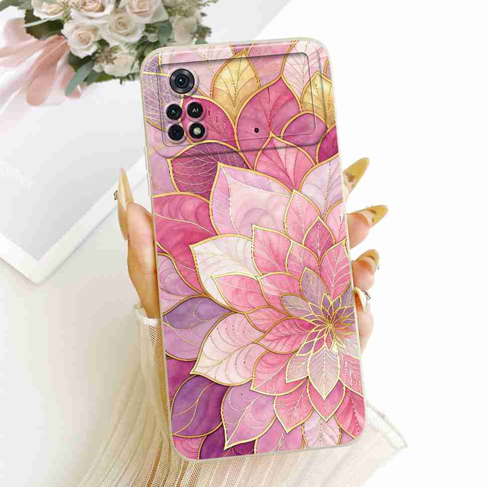 For Xiaomi Poco M4 Pro 4G Casing Flowers Soft Silicone Back Cover Phone Case for Xiaomi PocoM4 Poco M4 Pro Covers Bag Capa