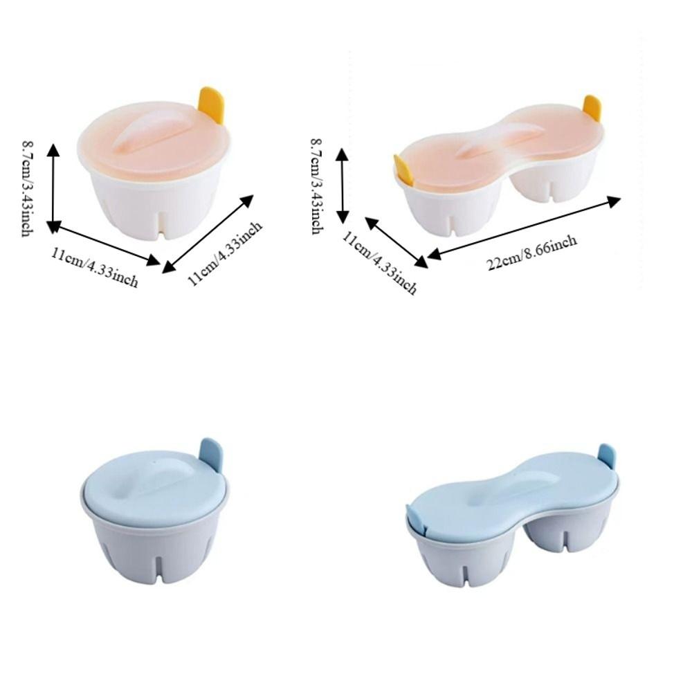 2 Piece 1/2 Cavity Kitchen Microwave Egg Cooker Heat-resistant Egg Poaching Cup Breakfast