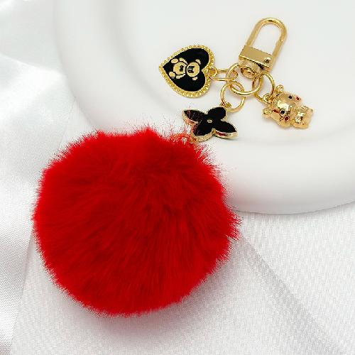 Beautiful Plush Bobble Keychains Cartoon Bear Fashionable Gold Color Ornament Present for Friends Party Favors