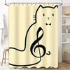 Black Music Note Cat Shower Curtain Bathroom Decor Liner for Kids Bath Room