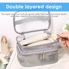 Large Capacity Mesh Cosmetic Bag Double Layer Transparent Travel Toiletry Bag with Handle Portable Makeup Organiser for Women