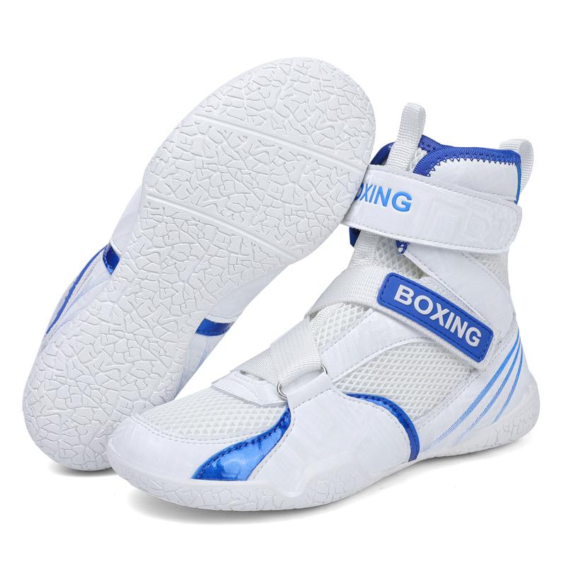 Kids Boxing Shoes Lightweight Training Sneakers White Black Outdoor Wrestling Ankle Boots for Boys Girls