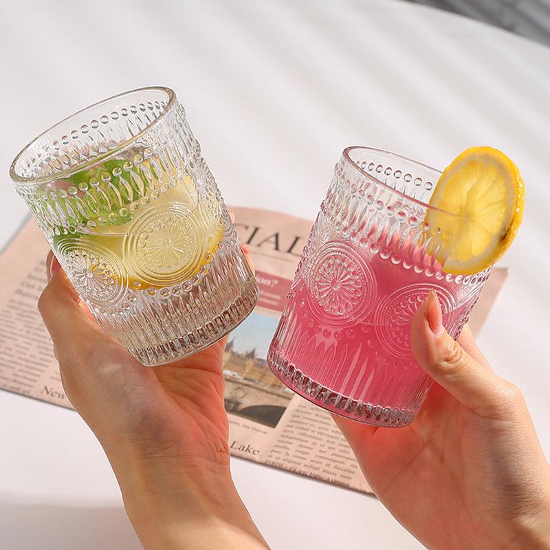 Sunflower Embossed Glass Cup Set - Elegant High-End Design for Women, Perfect for Milk & Tea