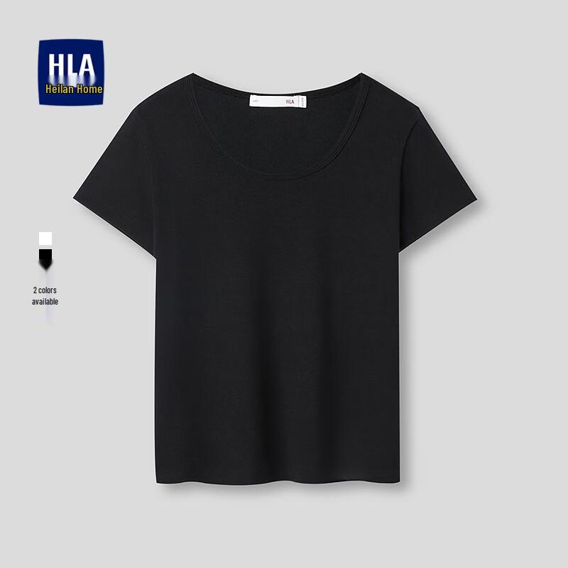 HLA Women s Deep U-Neck Solid Short-Sleeve T-Shirt L