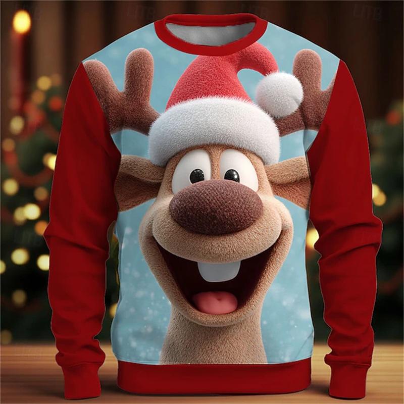 

Футболки Adule s Весела 3D-принт оленя Чоловіча модна футболка оверсайз з довгим рукавом L