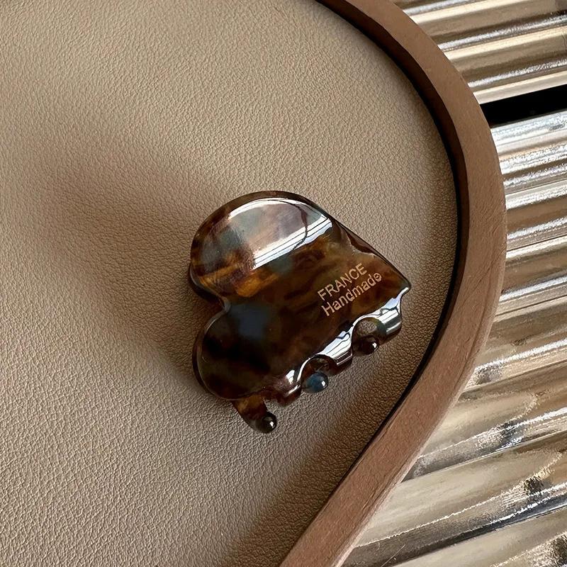 Colorful Small Heart-Shaped Hair Clip 3.5Cm Small Hairclaw Acetate Hair Crabs Girls Delicate Hairclips Women Hair Accessories