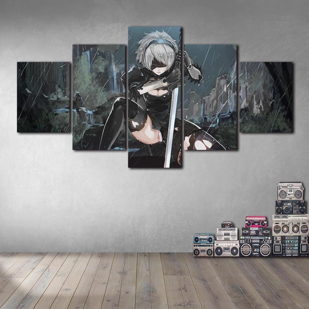 

Modular Canvas Painting 5 Pieces Nier Anime Characters Posters HD Printed Wall Art Picture Frame for Living Room Decoration Home 20x35 20x45 20x55cm