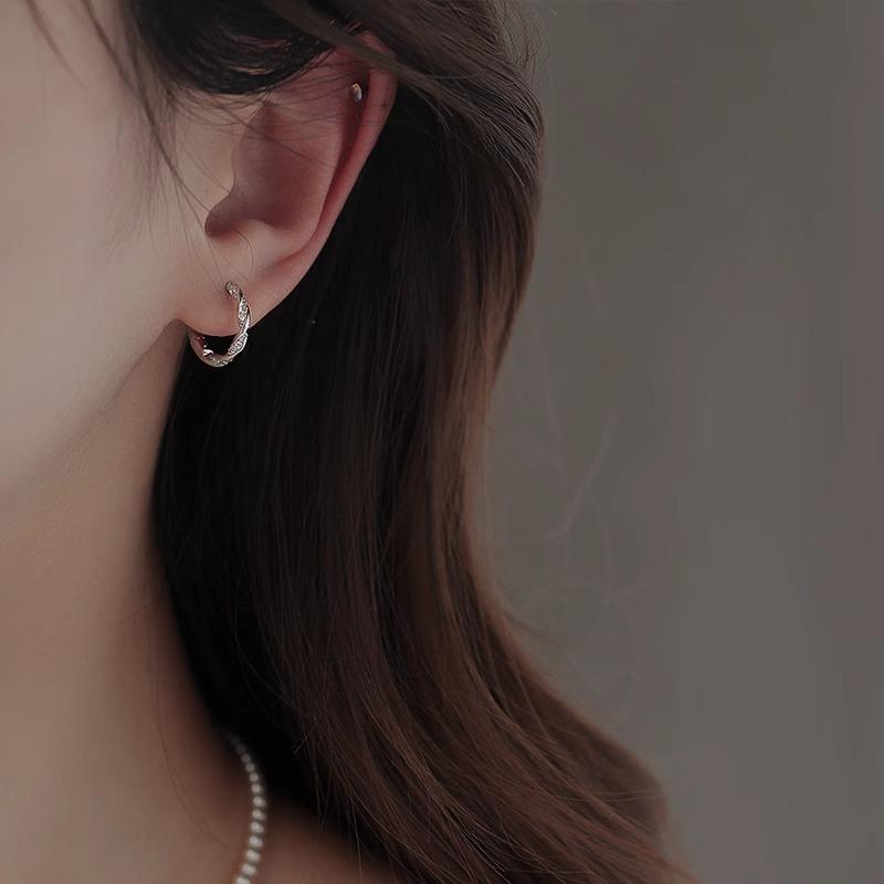 Simple Geometric Frosted Earrings Female Cold Wind Temperament Earring Buckle Niche Hundred with Earrings Affordable Dainty Earrings Daily Wear