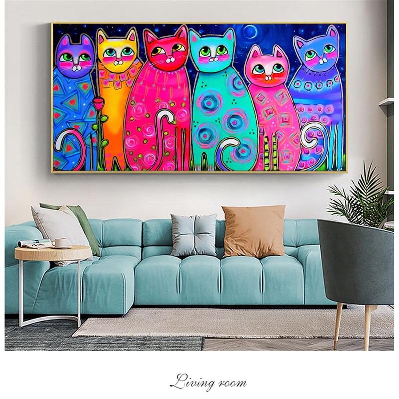 Colorful Cat Graffiti Canvas Wall Art