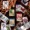1book/50Pcs Retro Literary Washi Sticker Book Botanical Flower Theme Removable Adhesive Notebook Greeting Card Embellishment