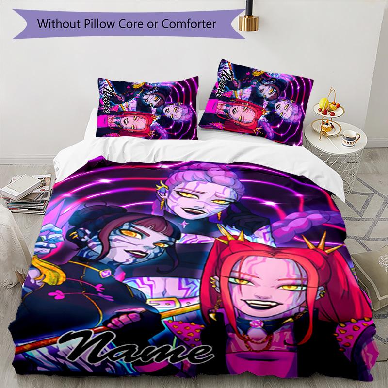 3pcs KPop Demon Hunters36 Cover Set - Personalized Name, HD Printed Bedding with 1 Cover and 2 Pillowcases - Perfect for Home Decor, Easy Care