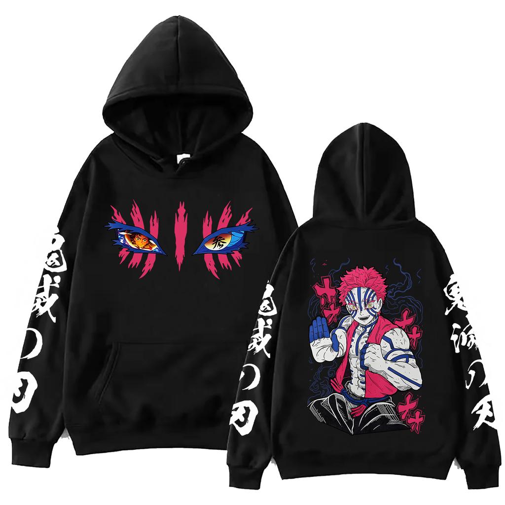 Anime Demon Slayer Infinity Castle Akaza Hoodie Men Women Harajuku Pullover Hoodie Y2k Clothes Tops