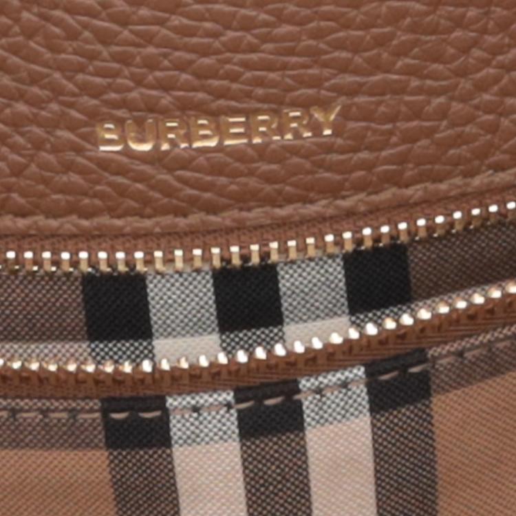 Burberry Borsa Tote in Pelle con Logo del Marchio Borsa Shopping Borsa a Spalla da Donna Marrone Terra