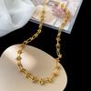 Gold Plated Stainless Steel Knotted Link Chain Necklace