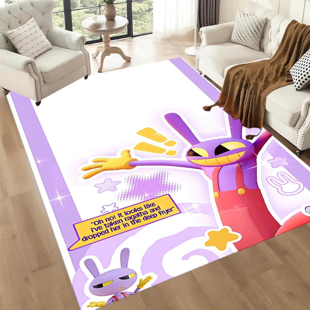 Digital Circus Floor Rug Office Rug Suitable for Playrooms Study room Outdoor Living Rooms Anti-slip Rug Anime Office Decor