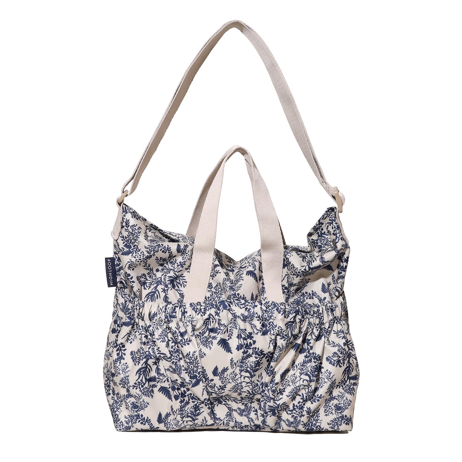 

[highloop] High Roof 2-Pocket Small Fabric Shoulder Bag, Leopard Flower Pattern Bag, Large Capacity, Travel Bag, Lightweight Shoulder Bag,