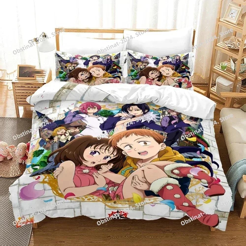 Top Seven Deadly Sins Bedding Set Anime Meliodas Printed Single Comforter Duvet Cover Pillow Case 3 Pieces Sets Kids Adult Size