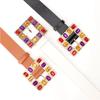 Y2k Women Waistband Colorful PU Leather Belt Luxury Rhinestone Belt  Clothes Accessories