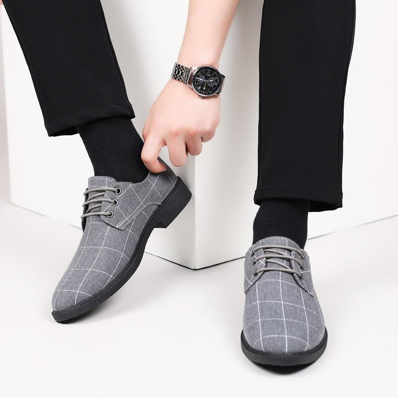 Men's Plaid Canvas Lace-Up Casual Shoes Classic Fashion Sneakers.