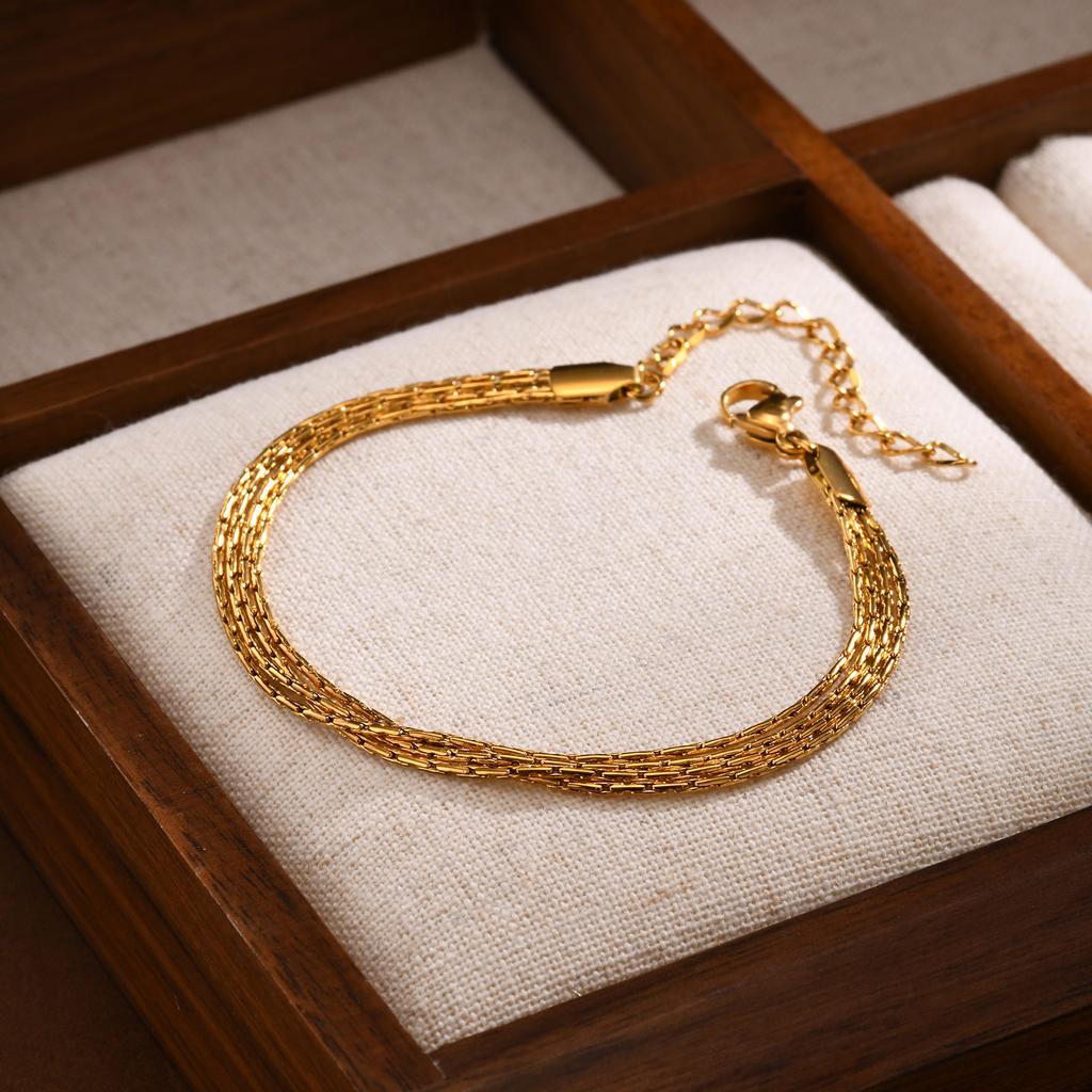 Layered Stacking Bracelet Bracelets for Women Girls Stainless Steel Hammer Chain Fashion Zircon for Vacation Daily Party